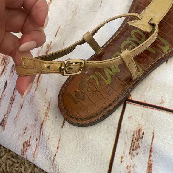 Sam Edelman Gigi T-strap Nude Sandal Size 8.5 Summer Vacay Shoes - Picture 8 of 12